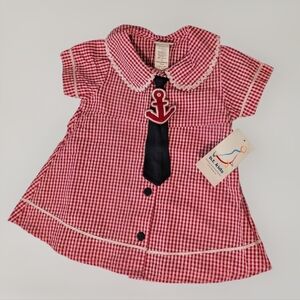 BT Kids Y2k Red White Checkered Nautical Dress With Anchor Detail Size 3T NWT